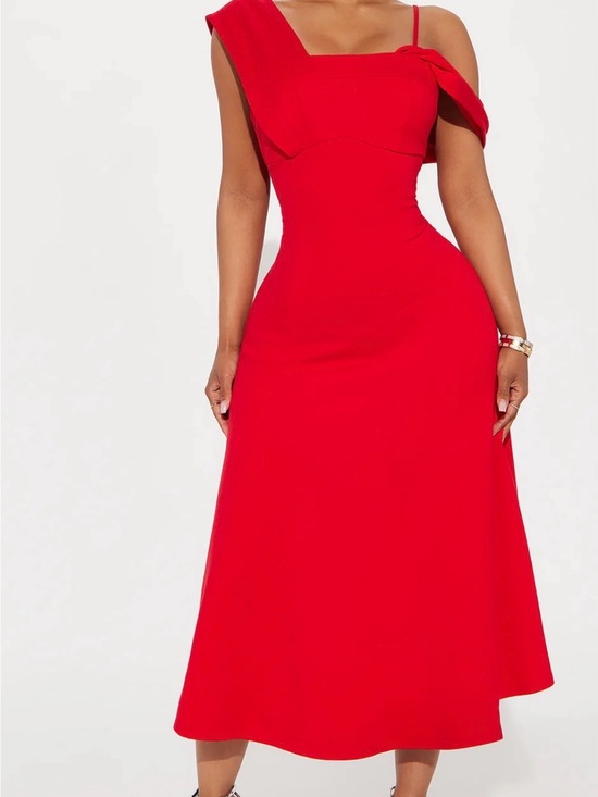 Fashion Nova Dresses & Skirts - Fashion Nova Red One-Shoulder Midi Dress